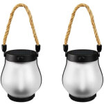 Lampe solaire � effet flamme, lanterne d�corative en corde de chanvre, lampe � induction pour jardin ...