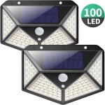 Lampe solaire ext�rieur 100 led, 2 pack �clairage solaire ext�rieur d�tecteur de mouvement �clairage ...