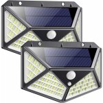 Lampe solaire extrieur 162 led 2 pack [dernire version verte 2200mah] dtecteur de mouvement clairage ...