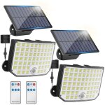 Lampe solaire extrieur [256 led], 2 pack lumiere solaire exterieur avec dtecteur de mouvement, 3 modes ...