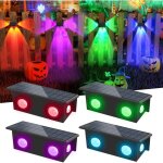 Lampe solaire exterieur lot de 4 applique murale ext�rieur moderne lumi�re �tanche sans fil 7 couleurs ...