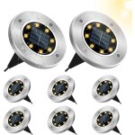 Lampe solaire exterieur, 8 pices 8led luminaire jardin au sol eclairage 3500k blanc chaud etanche ip65 ...