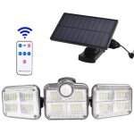 Lampe solaire d'ext�rieur avec d�tecteur de mouvement, 122 led, t�l�commande, spot solaire de 1 200 lumens, ...