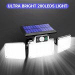 Lampe solaire d'ext�rieur avec d�tecteur de mouvement, 280 led, contr�le de la lumi�re, t�l�commande, ...