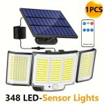 Lampe solaire ext�rieur d�tecteur de mouvement, [3 modes / 348led] lumi�re solaire ext�rieure �tanche ...