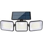 Lampe solaire d'ext�rieur avec d�tecteur de mouvement et t�l�commande, applique murale � trois t�tes, ...