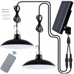 Lampe solaire ext�rieur, double t�te ip65 �tanche lustre solaire avec t�l�commande pour jardin / pergola ...