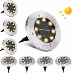 Lampe solaire extrieur jardin, 8 led spots solaires exterieur etanche ip65 acier inoxydable encastrables ...