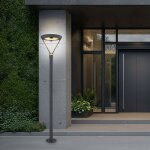 Lampe solaire d'extrieur, lampadaire, verre gris, aluminium, lampe de jardin, led h 227, 2 cm