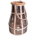 Lampe solaire d'ext�rieur lanterne de jardin lampadaire verre bambou effet feu h 24 cm led