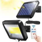 Lampe solaire extrieur, lumire solaire, avec telecommande, dtecteur de mouvement tanche, 100 led ...