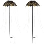 Lampe solaire d'ext�rieur avec piquet de terre d�coration de jardin parapluie lampe de terrasse, noir ...