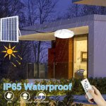 Lampe solaire d'ext�rieur rond led - plafonnier solaire - �tanch�it� ip67 - avec t�l�commande - - blanc ...