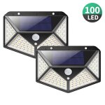 Lampe solaire extrieur?version puissante 2 pack?100 led 2200 mah clairage extrieur tanche 270 lumire ...