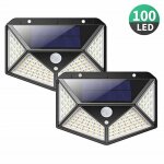 Lampe solaire ext�rieur?version puissante 2 pack?100 led 2200 mah �clairage ext�rieur �tanche 270� lumi�re ...