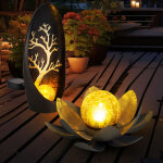 Globo ? lampe solaire fleur de lotus ? 1x lampadaire et 1x fleur de lotus ? lumi�re blanc chaud 3000k ...