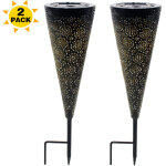 Lampe solaire � gazon, lampadaire, lampe de projection d�corative de cour en m�tal creux en fer forg� ...