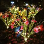 Lampe solaire de jardin �tanche ip65, en forme de papillon et de fleur, pour une d�coration ext�rieure ...