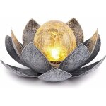 Lampe solaire  led en forme de lotus en forme de boule de verre fissure - dcoration de jardin - lanterne ...