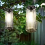 Lampe solaire led lanterne ext�rieure d�coration de jardin lampe de balcon, verre plastique m�tal, accu ...