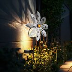 Lampe solaire led moulin � vent d�coration de jardin lampe de terrasse argent�e grise lampe ext�rieure ...