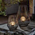 Lampe solaire photophores ilona lot de 2 poly - rattan bo�te m�tallique 102209 - esotec