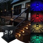 Lampes solaires pour poteaux de clture, led jaune chaud, lampe de terrasse extrieure, poteaux en bois, ...