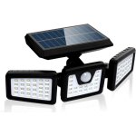 Lampe solaire de s�curit� � d�tecteur de mouvement, spot mural ext�rieur puissant avce 3 t�tes, 550 lumen ...