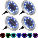 Lampes solaires au sol - �clairage paysage enterr� 8 led, �tanches ip65, pack de 4 (multicolore)