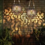Lampe solaire suspension lumire dcoration de jardin led jardin rond extrieur table lumineuse suspension ...