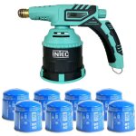 Lampe a souder  gaz 1200 c chalumeau gaz allumage piezo + 8 cartouches de gaz 190gr perables intec ...