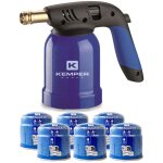 Lampe a souder coque acier llumage piezo + 6 cartouches de gaz 190gr stop gaz perables kemper
