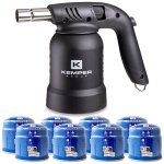 Lampe � souder � gaz professionnelle utilisation 360� chalumeau gaz allumage piezo + 8 cartouches gaz ...