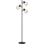 Lampe sur pied 3 bras articul�s, structure arborescente design, pour salon et chambre, en m�tal noir