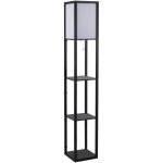 Lampe sur pied en bois noir avec �tag�res e27 jusqu'� 40w, int�rieur, 26x26x160 cm