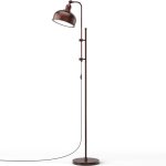 Lampe sur pied avec hauteur r�glable et t�te de lampe 180� orientable, avec finition bronze et cadre ...