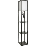 Lampe sur pied, lampadaire, 3 �tages, lumi�re moderne, hxlxp 159 x 26 x 26 cm, noir