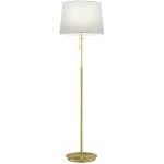 Lampe sur pied lyon en laiton satin� avec abat - jour blanc r�glable en hauteur et �quip�e de 3 ampoules ...