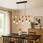 Lampe � suspendre led lampe de table en bois lampe � suspendre r�glable en hauteur lampe de salon 6 flammes, ...