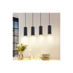 Lampe � suspendre table � manger noir 4 flammes - lampe � suspendre gu10 salon industriel salle � manger ...
