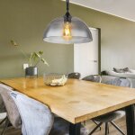 Lampe suspendue 1 flamme verre abat - jour fume lampe de salle  manger suspension chane suspension, ...