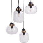 Beliani - lampe suspendue contemporaine ronde abat - jour verre m�tal transparent gris zayande