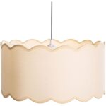 Lampe suspendue moderne base en m�tal abat - jour en tissu beige et blanche gairezi