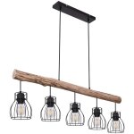 Lampe suspendue au plafond r�tro avec poutre en bois, �clairage de salon avec grille, luminaire suspendu ...