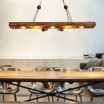 Lampe suspendue � poutre en bois de 38 w, lustre en bois r�tro rustique pour table de billard, �lot de ...