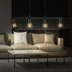 Lampe suspendue salle  manger lampe de table salon suspension industrielle mtal noir 4 flammes, 4x ...