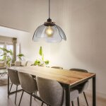 Lampe suspendue, lampe de salon, lampe de table à manger, lampe de cuisine, métal noir, verre fumé, abat ... Lampe suspendue, lampe de salon, lampe de table à manger, lampe de cuisine, métal noir, verre fumé, abat ...