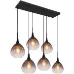 Lampe suspendue suspension lampe de table � manger verre fum� 6 flammes lampe de salon h 120cm