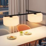 Lampe suspendue vintage 2 flammes abat - jour en papier blanc pour salon salle � manger chambre � coucher ...