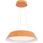 Lampe suspension 21w led lumi�re chaude 3000k - luminaire moderne avec grain de bois et cadre en m�tal ...